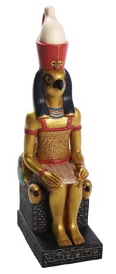 Horus Seated on Eye of Horus Falcon Throne Egyptian Statue 10H