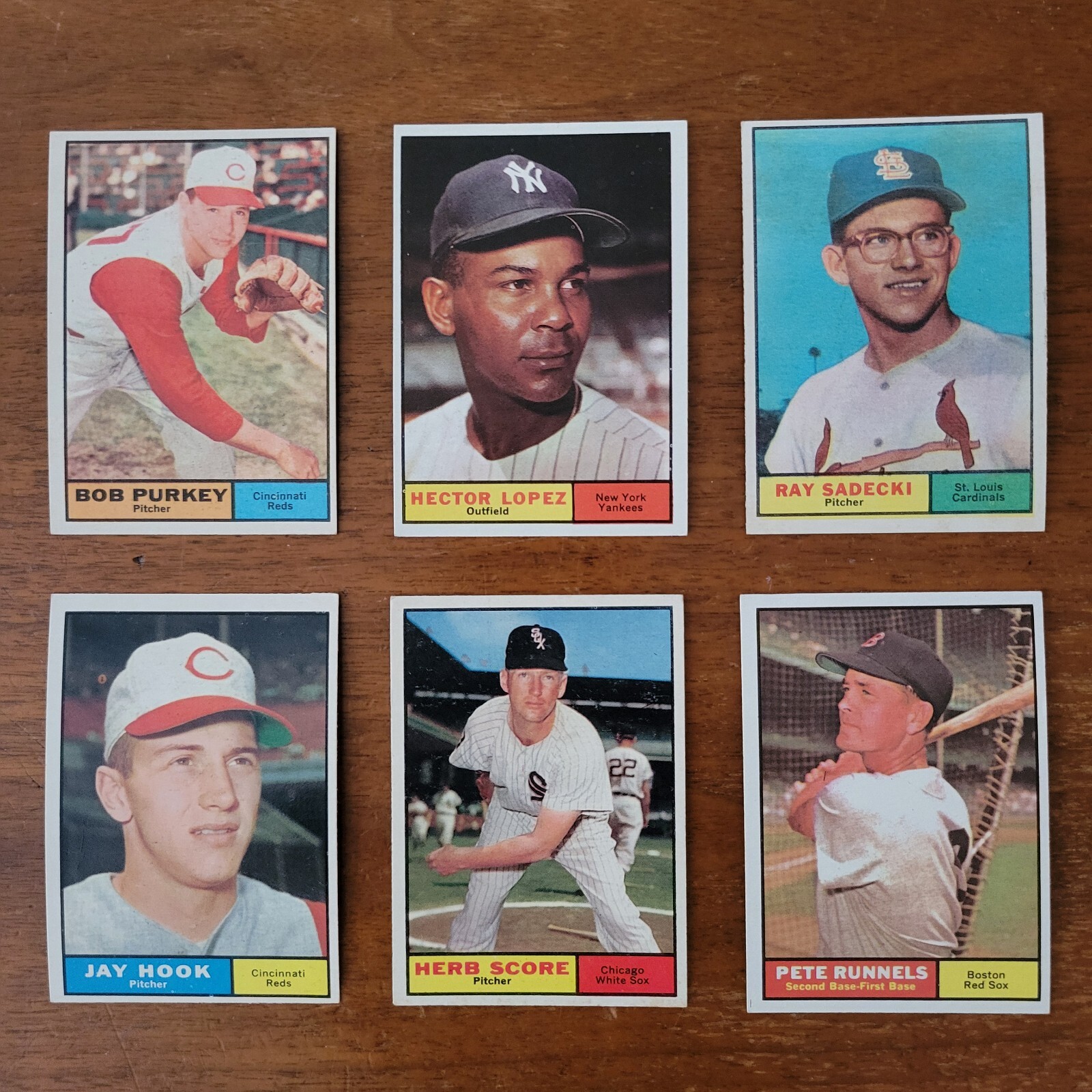 1961 TOPPS BASEBALL Lot B Purkey, H Lopez, R Sadecki, J Hook, H Score, P Runnels