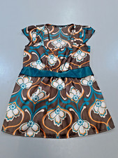 Atomsphere Flare Dress Women UK 10 Brown Floral Cap Sleeve