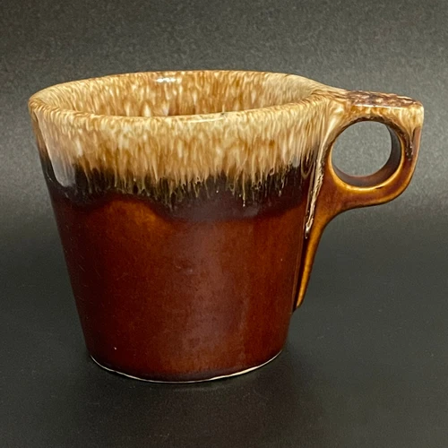 Hull Pottery Oven Proof USA Coffee Mug Tea Cup Brown Drip Glaze Vintage