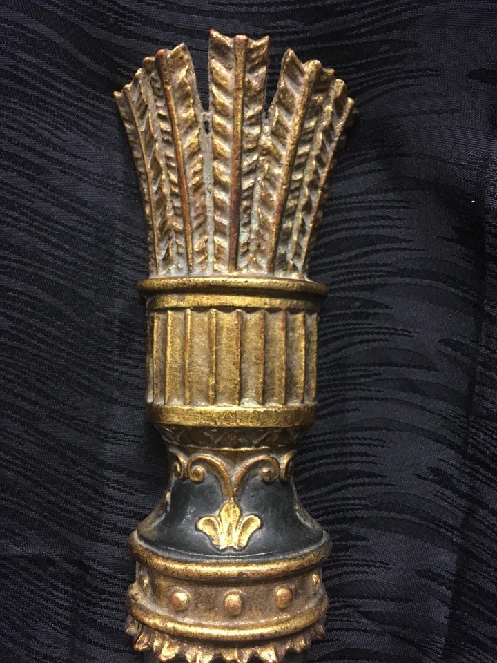 Raro Palladio Italiano Estilo Neoclásico Temático Aljaba Pareja de Apliques de Pared Dorados Foto 3 de 4