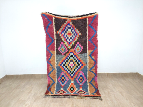 Moroccan Vintage Colorful Area Rug 4x6 Berber Handmade Boujaad Cotton Runner Rug - Picture 1 of 13