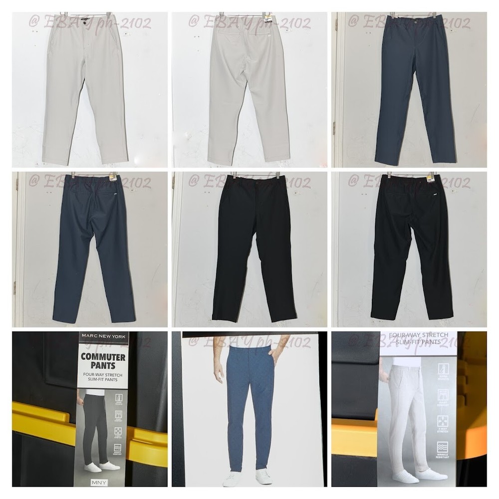 Marc New York Slim Fit Commuter Pants for Men in Black Blue Gray