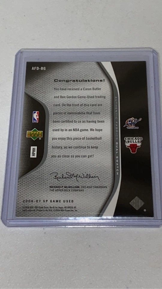 2006-07 SP Game Used Dual Jersey Swatch /100 Caron Butler Ben Gordon #AFD-BG - Image 4 of 4