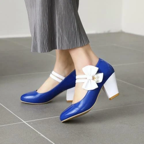 Women's Block Heel Fashion Mary Janes Ankle Strap Pumps Round Toe Casual Shoes