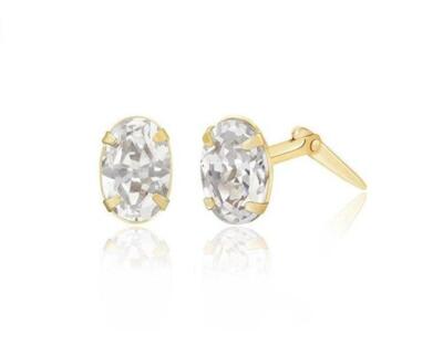 Ohrstecker 9 kt Gelbgold weiß oval Zirkonia Andralok / Geschenkbox
