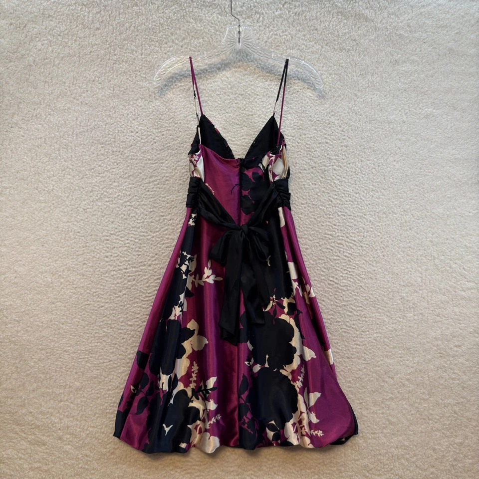Vestido Y2K Vintage Burbuja 6 Mediano Púrpura Floral Satén Cóctel Babydoll Foto 2 de 4