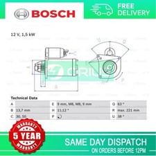 Fits Peugeot Citroen Toyota DS 1.4 HDi 1.5 1.6 2.0 Bosch Starter Motor