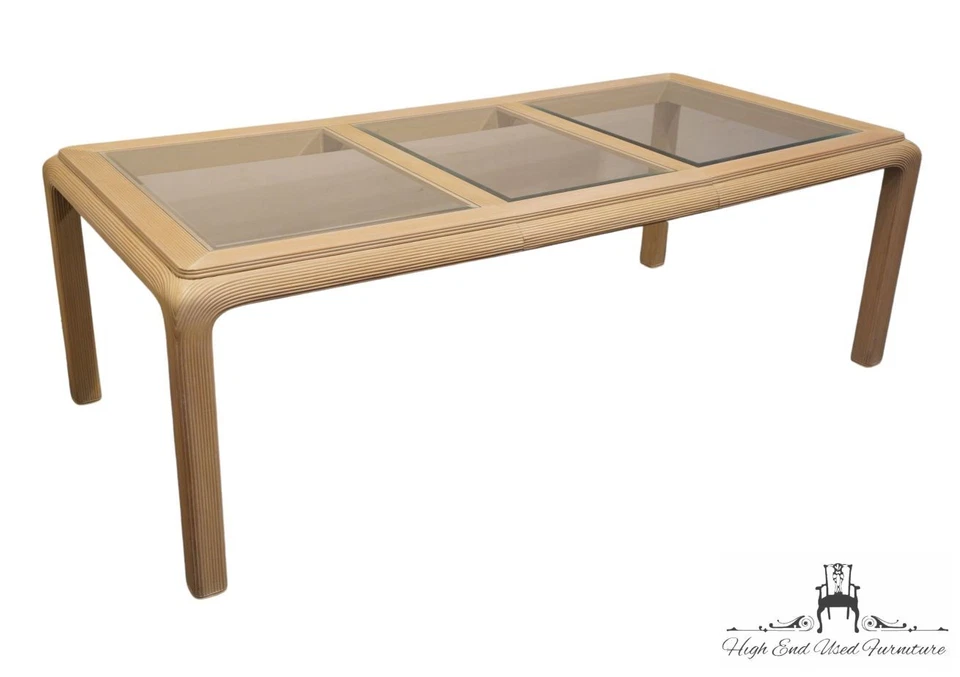 AMERICAN DREW Bleached Wood Coastal Contemporary Style 89" Dining Table w. Gl... - Image 2 of 4