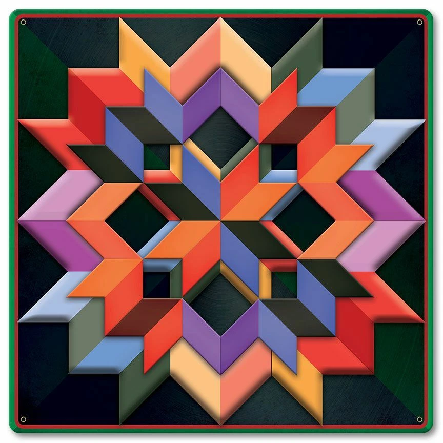 BOX PATTERN DARK GREEN QUILT BLOCK DESIGN 12