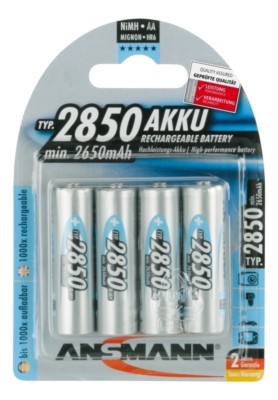 ANSMANN 2850 mAh AA High Capacity Rechargeable Batteries 4 Pack 5035212
