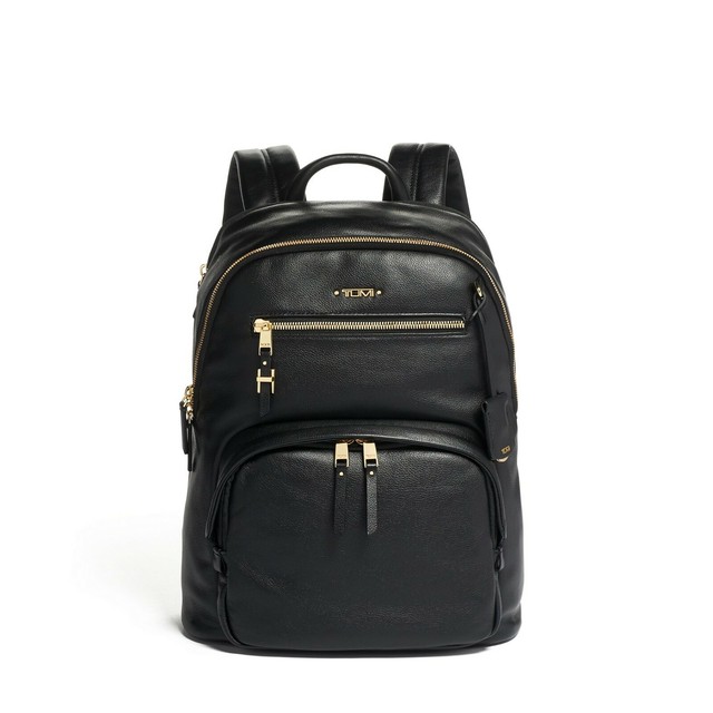 TUMI Women Voyageur Hartford Leather Black 14"x11.5 ...