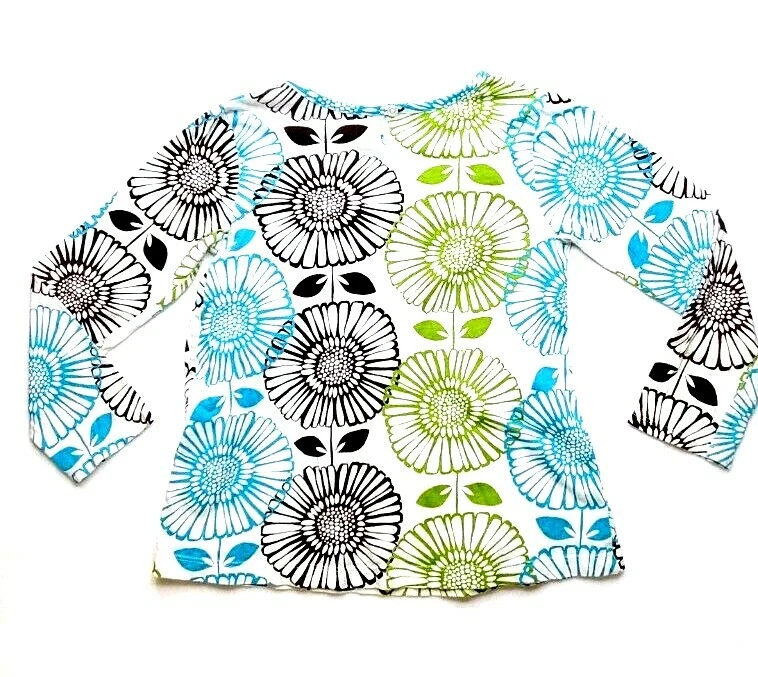 Carter’s Girl's Sunflower Green Blue Brown Long Sleeve Top Blouse Size 6 EUC - Image 2 of 3