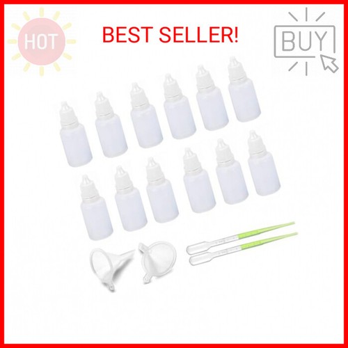 12PCS 10ML White Plastic Empty Squeezable Dropper Bottles Portable Eye Liquid Dr