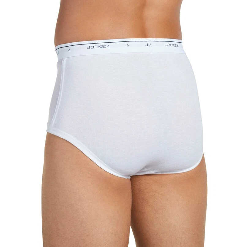 Men's Jockey 4-Pack + 1 Free 100% Cotton White Classics Full-Rise Staynew Briefs - Image 3 of 4