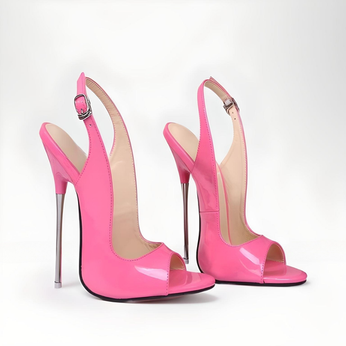 METAL stiletto slingback high heels fetish sexy dominatrix size UK4-13 extreme - Picture 6 of 10