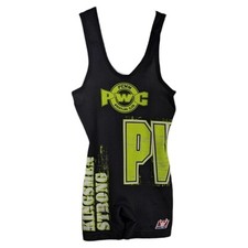 Penn Wrestling Club Singlet YOUTH Size Medium Kingsmen Strong Black Yellow Brute
