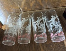 4 Davy Crockett Frontier Hero 1786-1836 Vintage Drinking Glass Excellent