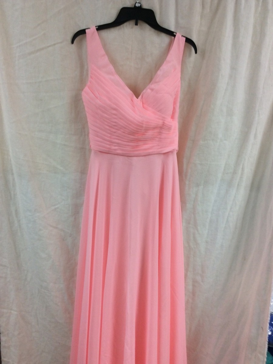 Women's Elegant Coral V Neck Formal Prom Party Dresses Long A-Line Chiffon  SZ 8 | eBay
