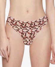 Calvin Klein Women's Invisibles Thong Panty Underwear, Left Behind Brown Multi