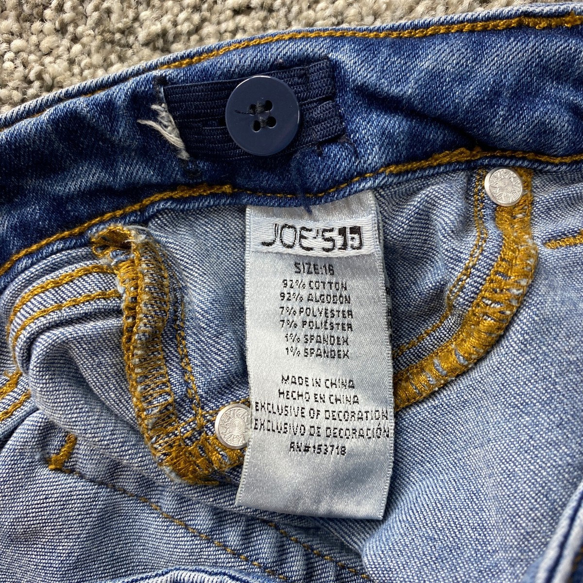 Joes Jeans Girls 16 Dark Blue Denim Pants Low Rise Faded