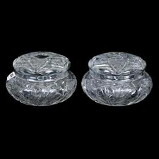 5" American Brilliant ABP Cut Glass Dresser Set, Vanity & Powder Jars , Signed