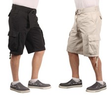 Cargo Shorts 100 Cotton FREE BELT 11" Inseam US Army Navy Hiking Camping BDU