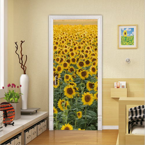 PVC Sonnenblume Landschaft Kunst Wandtattoo Wandbild 3D Türaufkleber Zuhause Zimmer Dekor - Bild 92 von 95