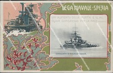 bo727 cartolina lega navale spezia  nave corazzata di 1 classe sicilia