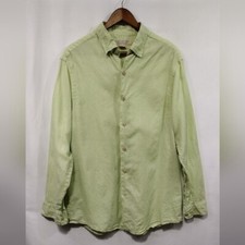 Vintage Island Republic Linen Blend Button Shirt Mens L Green Comfy Minimalist