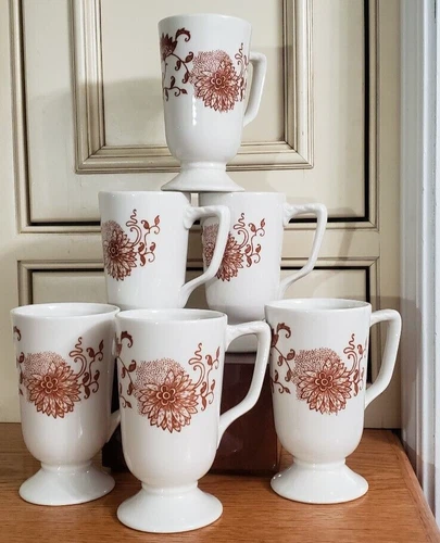 SALE*VTG SET OF 6~HOMER LAUGHLIN BEST~Restaurantware~PEDESTAL COFFEE CUPS MUGS