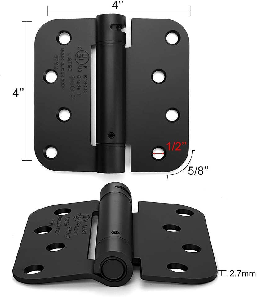 Black Door Hinges 4 Inch Self Closing Spring Door Hinge with 5/8