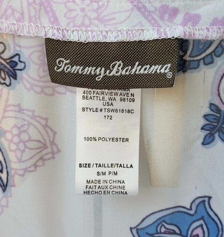 Tommy Bahama Beach Cover Up Poncho Tunic Top S  M Blue Purple Lace Up Semi Sheer - Image 4 of 4