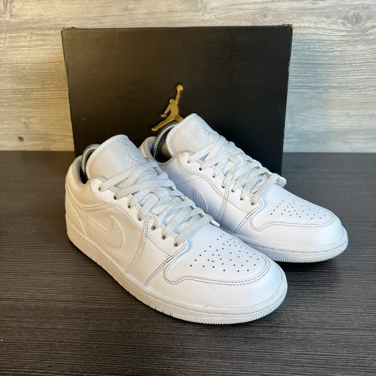 Nike Air Jordan 1 Low Size 8 Triple White 553558-136 All White Sneakers With Box
