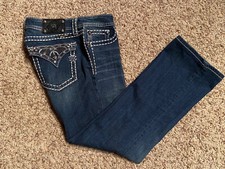 Miss Me Jeans Women  s Sz 30 Mid Rise Super Embroidered Boot Cut JE4656B8L