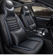 5 Seats Car Seat Covers Full Set PU Leather Front Rear Back Padded Mat Universal