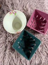 Ceramic Square Fruit and Veggie Baskets, Hand Painted Bowl