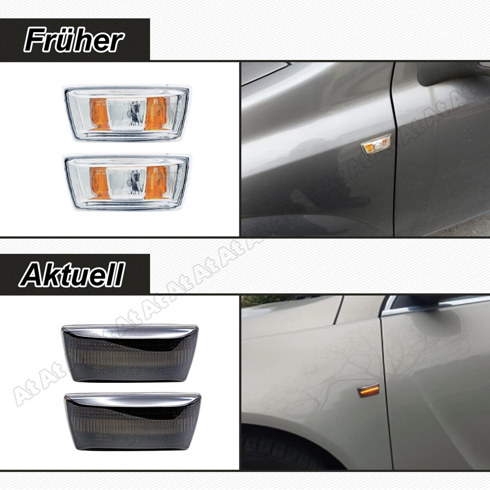 2 pezzi frecce laterali a LED nere compatibili per Opel Adam Astra H J GTC Corsa, DE - Immagine 2 di 4