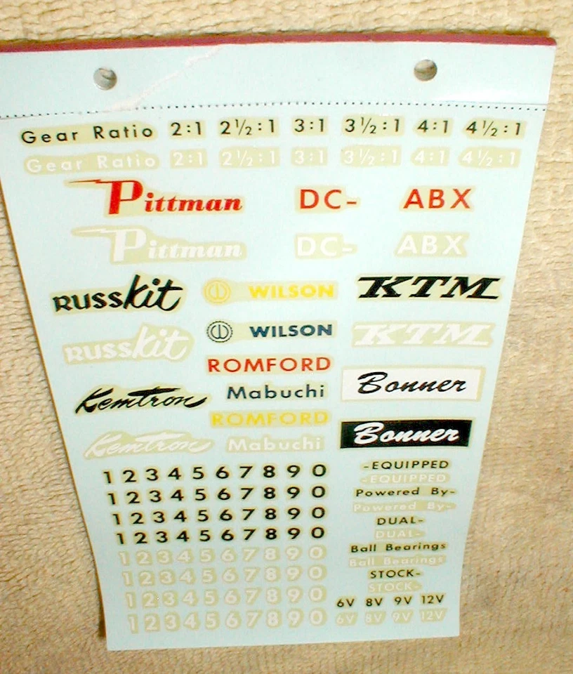 Decals RUSSKIT 134 Logos & Racing Numbers Complete Slot Car Sheet # A 2873 NOS - Image 2 of 4