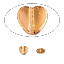 Bead, 1 Strand Transparent Honey Czech Pressed Glass 6mm Heart Beads 