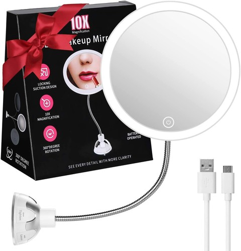 10x Espejo de Maquillaje con Lupa LED Cuello de Ganso USB Mesa Baño Dormitorio - Imagen 8 de 15