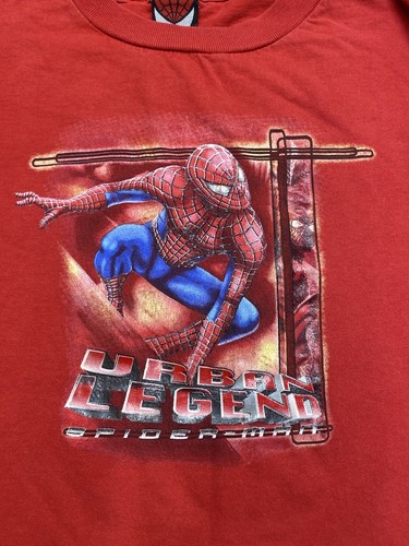 Y2K Spiderman Shirt Youth Sz Small Red Long Sleeve Urban Legend Promo VTG 2002 - Picture 2 of 10