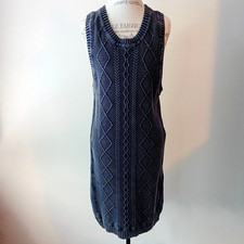 NEW Paper Crane Women's L Cable Knit Sweater Dress Sleeveless Gray