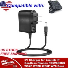 5V Charger for Yealink IP Cordless Phones PS5V600US W52P W52H W56P W76 Desk