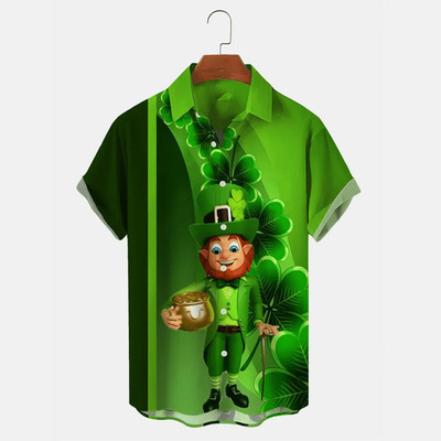 St. Patrick's Day Hawaiian Shirt Men Women Trendy Short Sleeve St Paddys Day