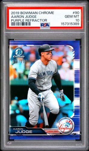 2019 BOWMAN CHROME AARON JUDGE 90 PURPLE REFRACTOR /250 PSA 10