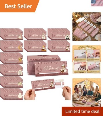100 Pcs Eid Mubarak Envelopes for Cash 6.5 x 2.8 Inch Sliding Eid Mubarak Env...