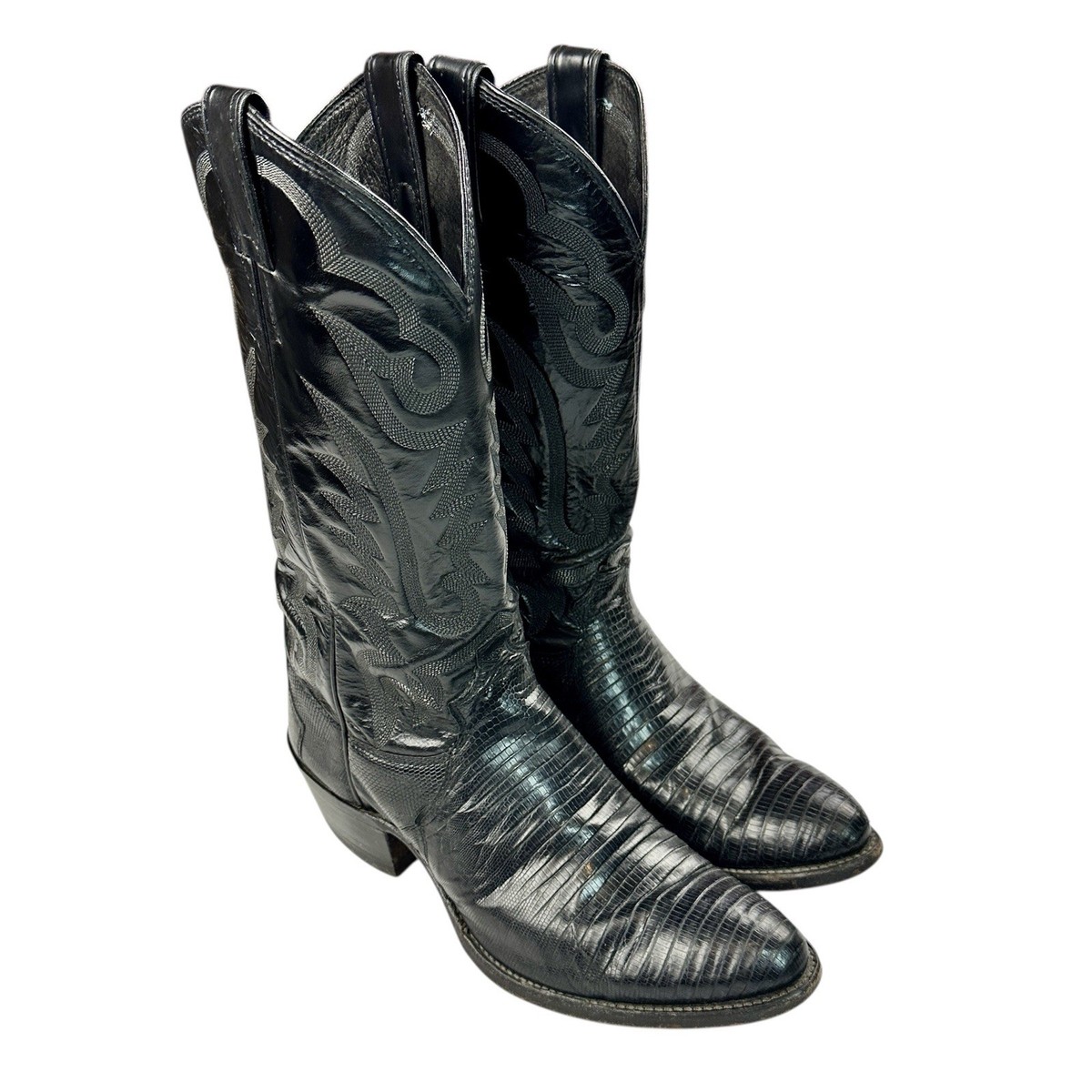 Justin Cowboy Boots Men's Style 8313 Black Lizard Exotic 8 D, 8D