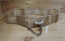 Sarah Coventry Belt Gold Tone Mesh Chain Vtg Signed 1960s MOD 32" End To End