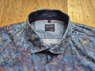 OLYMP Casual - Herrenhemd (Langarm) Gr. M tolles Muster TOP-Zustand!